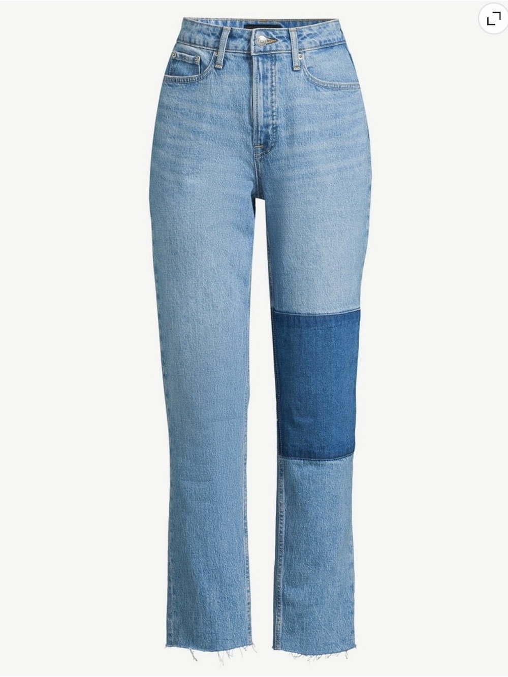 Free Assembly High Rise Straight Leg Patchwork Women's Blue Jeans